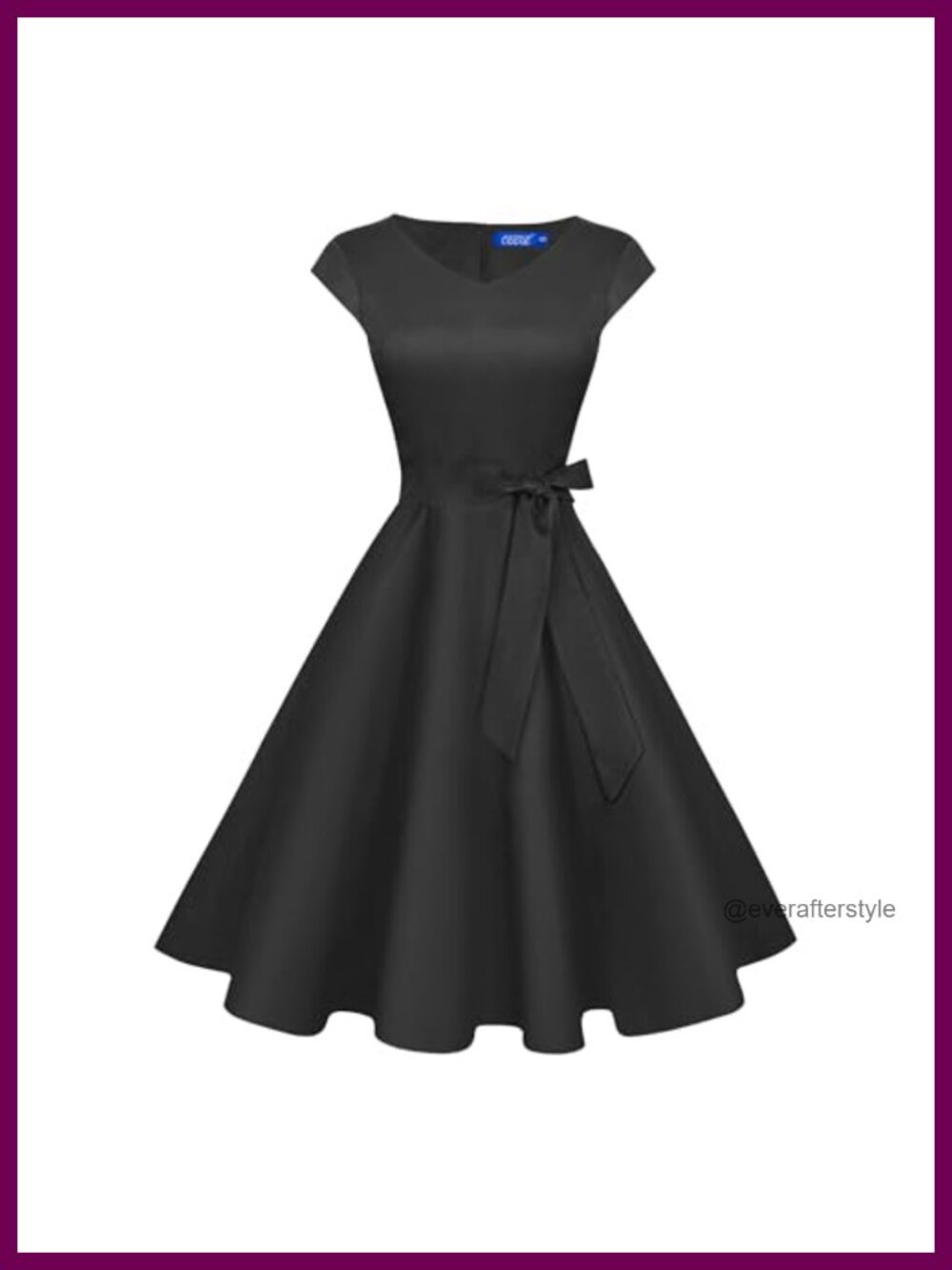 V Neck 1950s Cocktail Dress Short Sleeve A Line Swing Knee Length